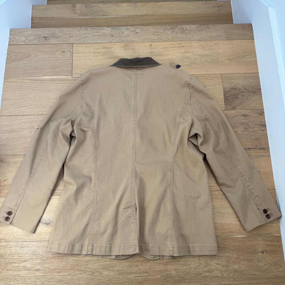 VTG 90's Lauren Ralph Lauren Tan Canvas Corduroy Chore Barn Coat Blazer Jacket - Picture 11 of 11